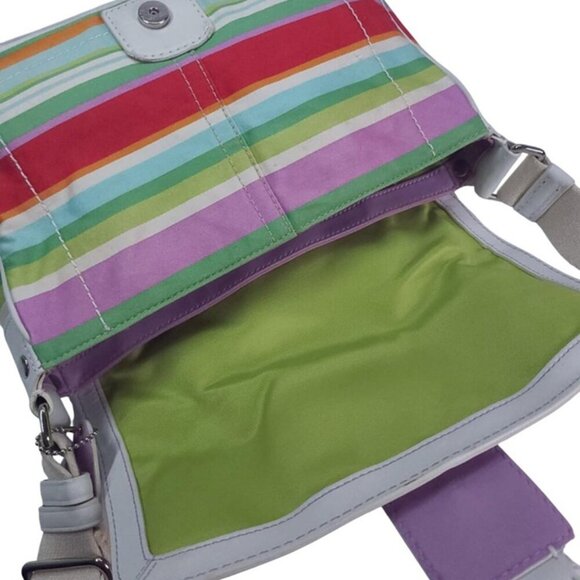 Coach Hampton Flap Multicolor Striped Crossbody/Shoulder Bag and wallet - Picture 5 of 12